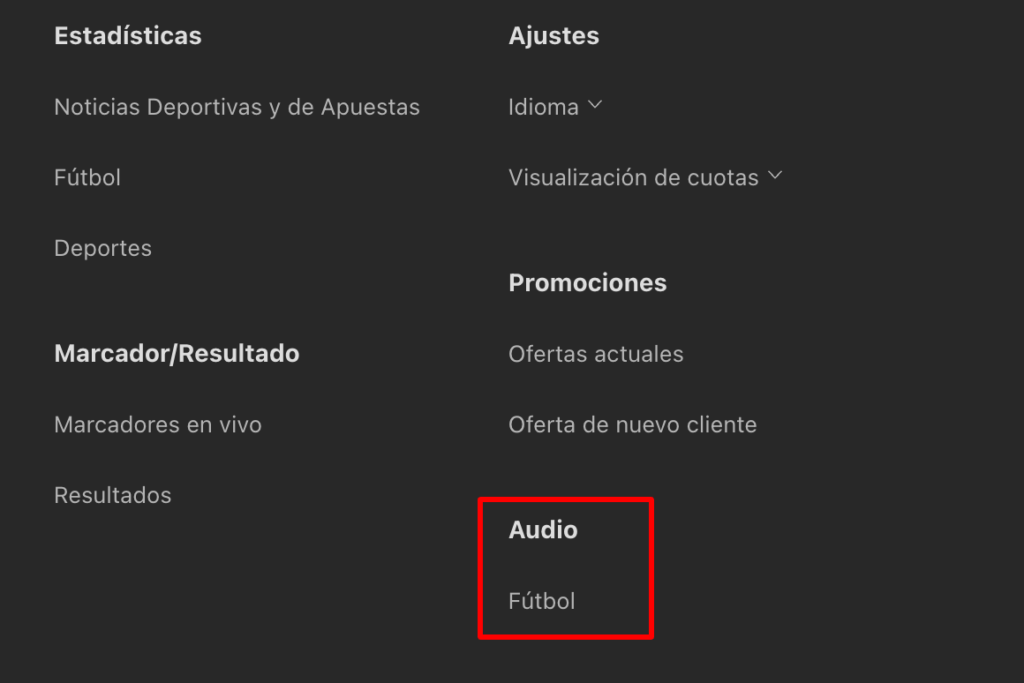 Escuchá comentarios en vivo para partidos de fútbol seleccionados