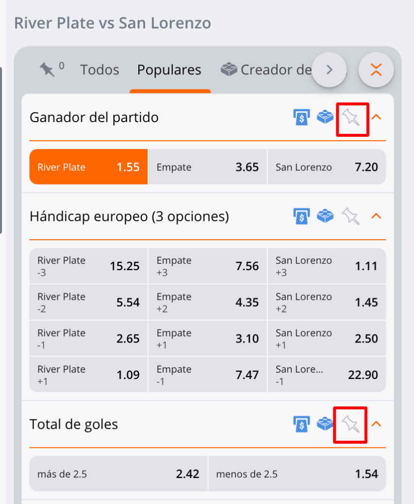 Acceso rápido a los mercados en Betsson Argentina